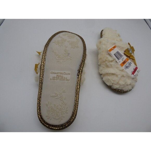Charter Club Sculpted Pile Scuff Slippers, Ivory, Small US 5-6 - Picture 5 of 7